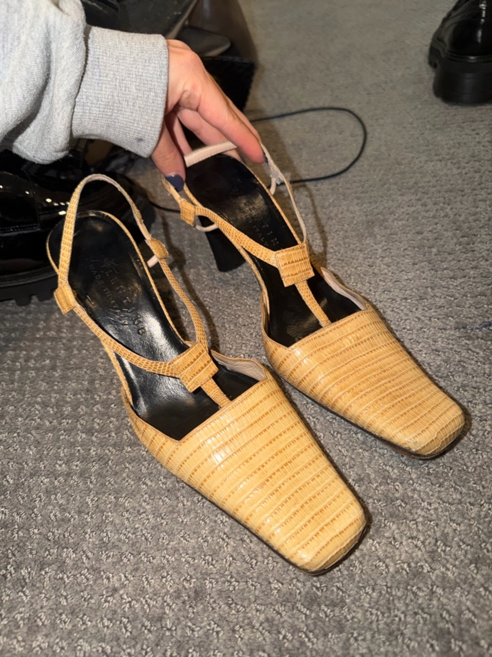 Woven Slingback Heels in Light Tan